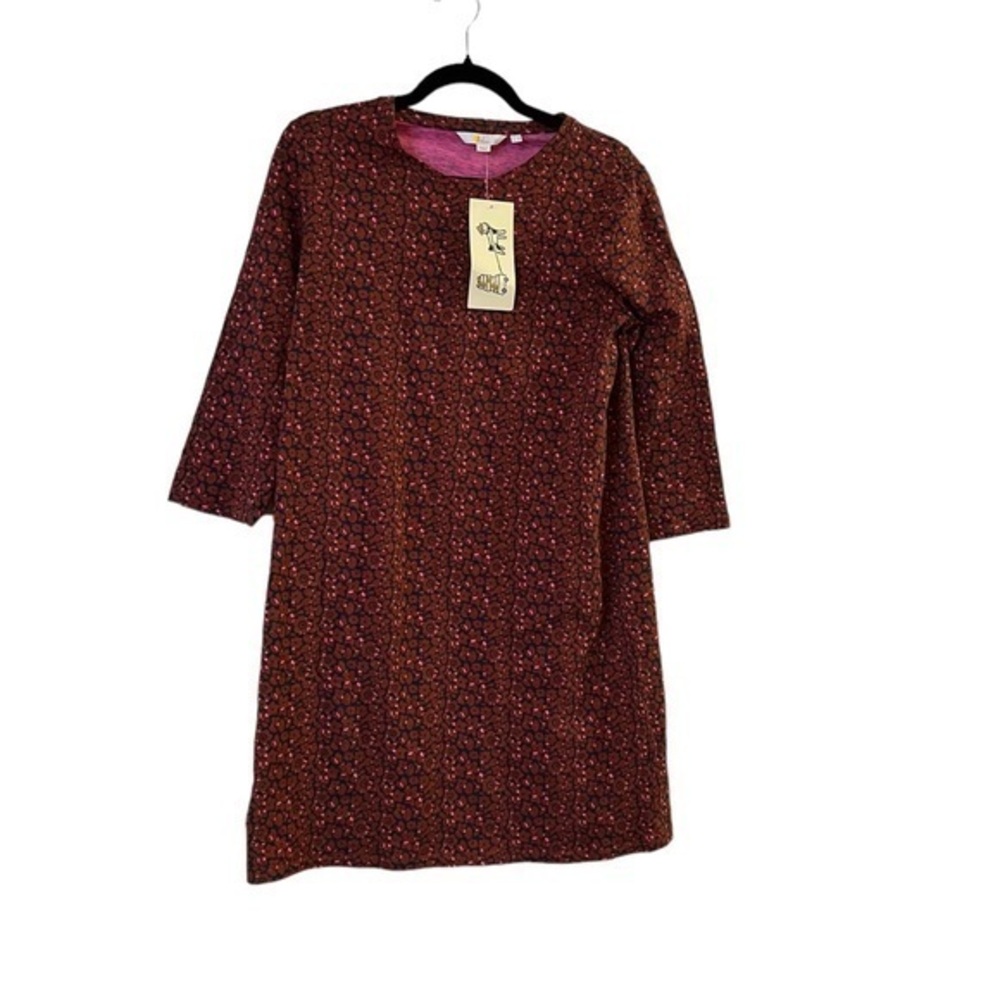 NWT Boden Garnet / Navy Floral Knit PJs Pajamas / T-shirt Dress, 100% Cotton